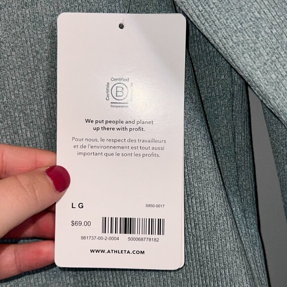 NWT Athleta Untempo Ribbed Henley Top Blue/Green Size L - Picture 5 of 6